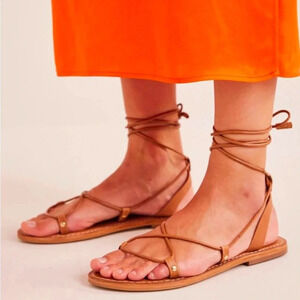 Boden Brown Scarf Wrap Sandals Size 39 (US 8.5)